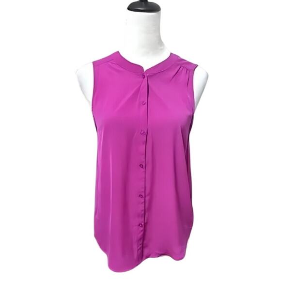 American Eagle Outfitters Sheer Button-Up Shirt Sleeveless Lightweight Pink  S - Picture 1 of 8